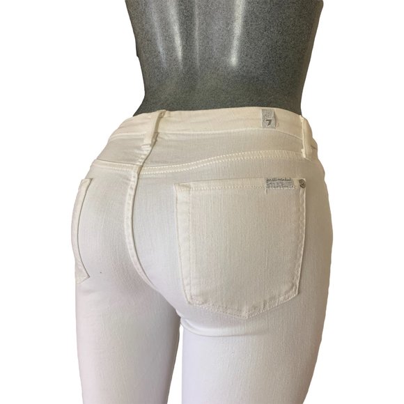 7 For All Mankind 'the Skinny' Womens Jeans Tag 26 White Mid-Rise W26L31 Stretch - Picture 1 of 12